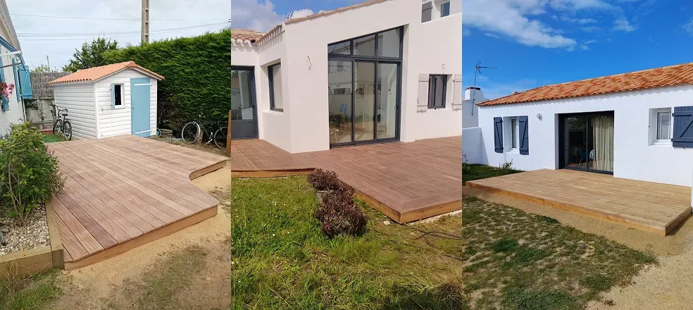Terrasse bois près de Barbâtre 